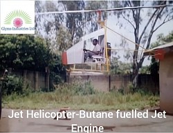 Butane fuelled Jet Helicopter Airborne.