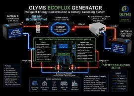 Glyms EcoFlux Generator: An Intelligent Energy Redistribution and Battery Balancing System